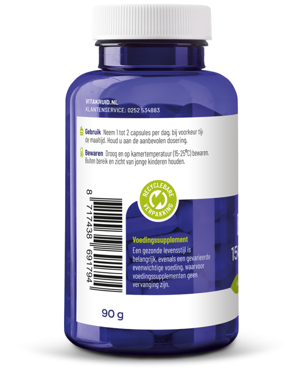 Vitakruid Borage Olie 1500 mg, verpakking en etiket
