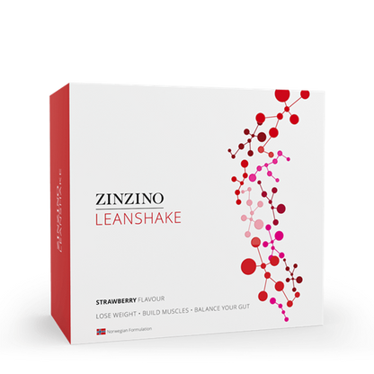 Zinzino LeanShake Strawberry, verpakking met 16 porties maaltijdshake