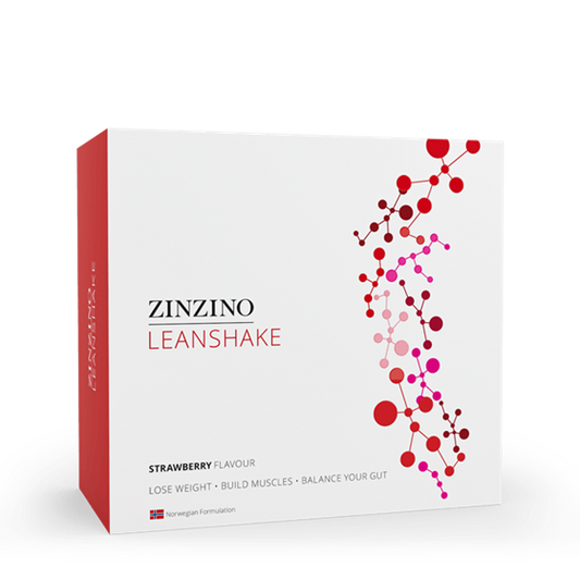 Zinzino LeanShake Strawberry, verpakking met 16 porties maaltijdshake