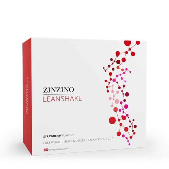 Zinzino LeanShake Strawberry, verpakking met 16 porties maaltijdshake