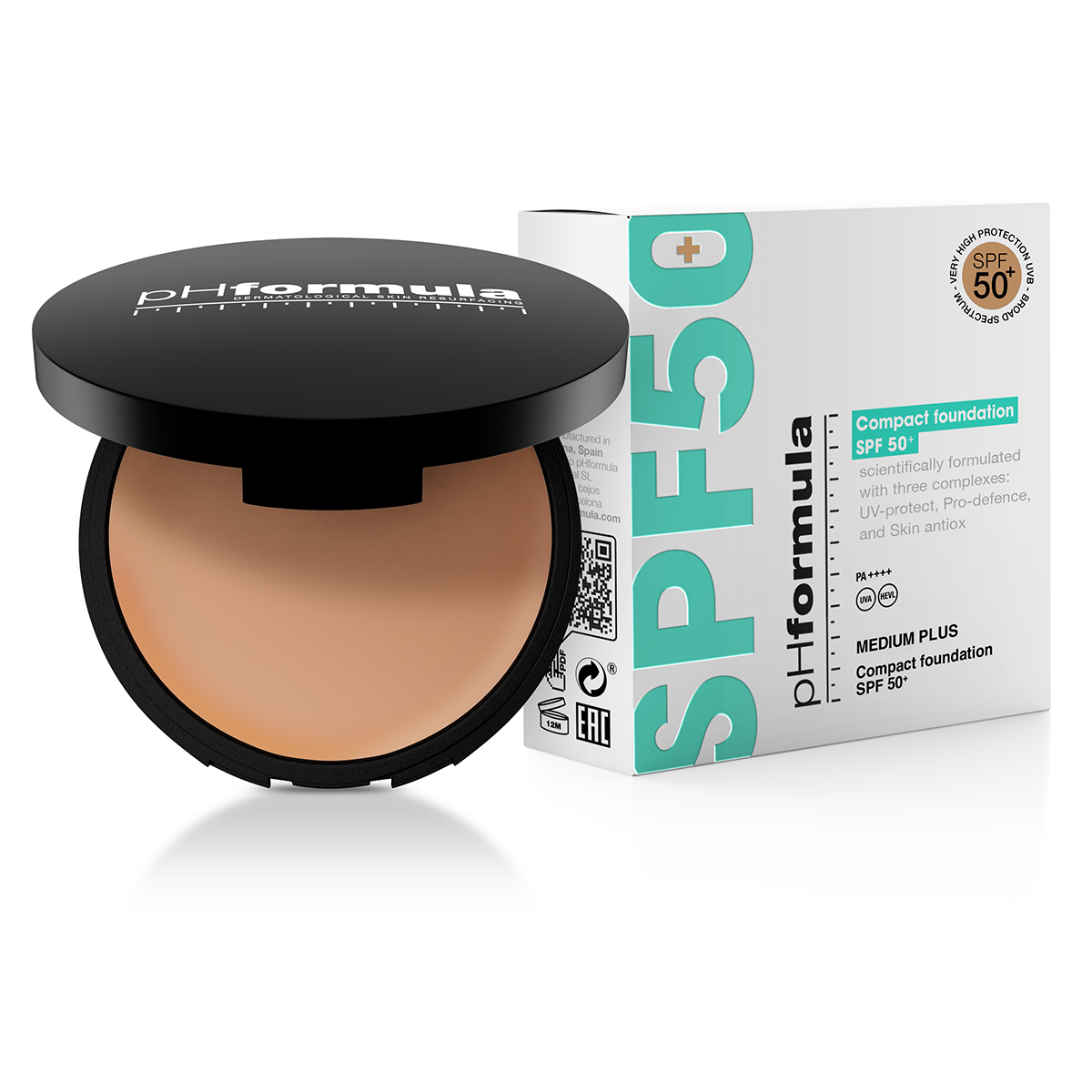 Compact foundation SPF 50+, tint Medium Plus