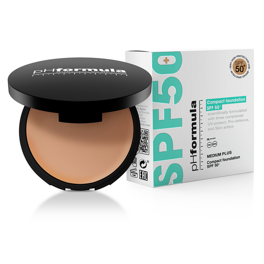 Compact foundation SPF 50+, tint Medium Plus