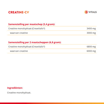 Vitals Creatine-CV poeder, pot van 300 gram creatine monohydraat